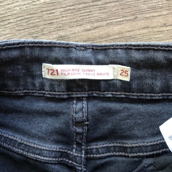 Levi's 721 Black/Grey High Rise Skinny Jeans - Picture 7 of 9